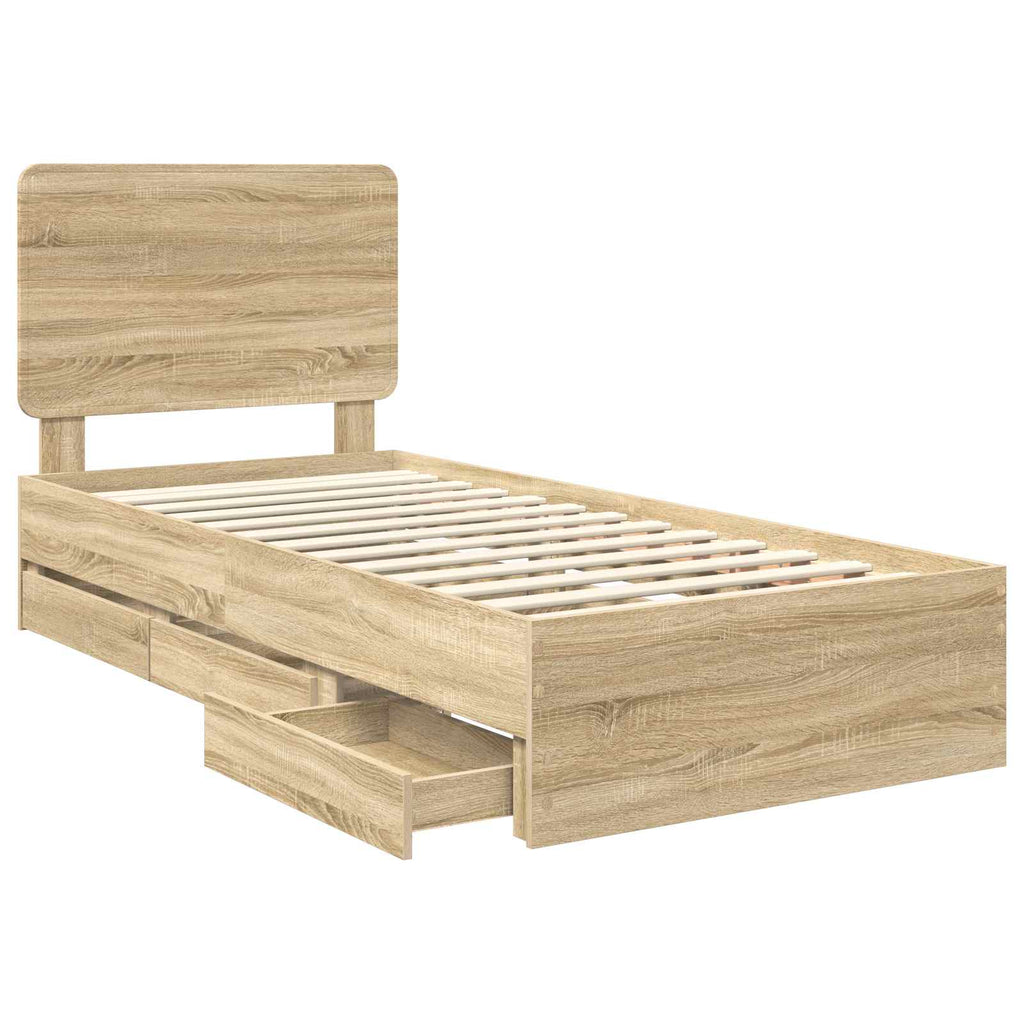 vidaXL Ramka łóżka Dąb Sonoma 100 x 200 cm Drewno inżynieryjne