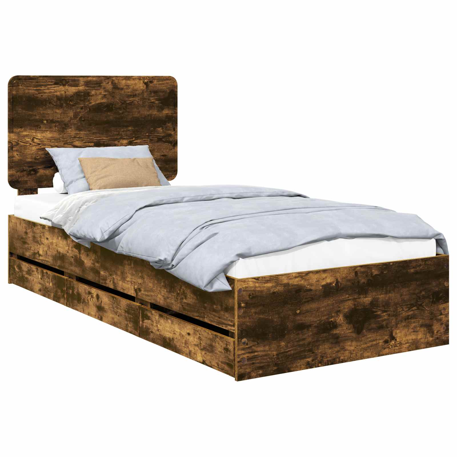 vidaXL Ramka łóżka Dąb wędzony 100 x 200 cm Drewno inżynieryjne