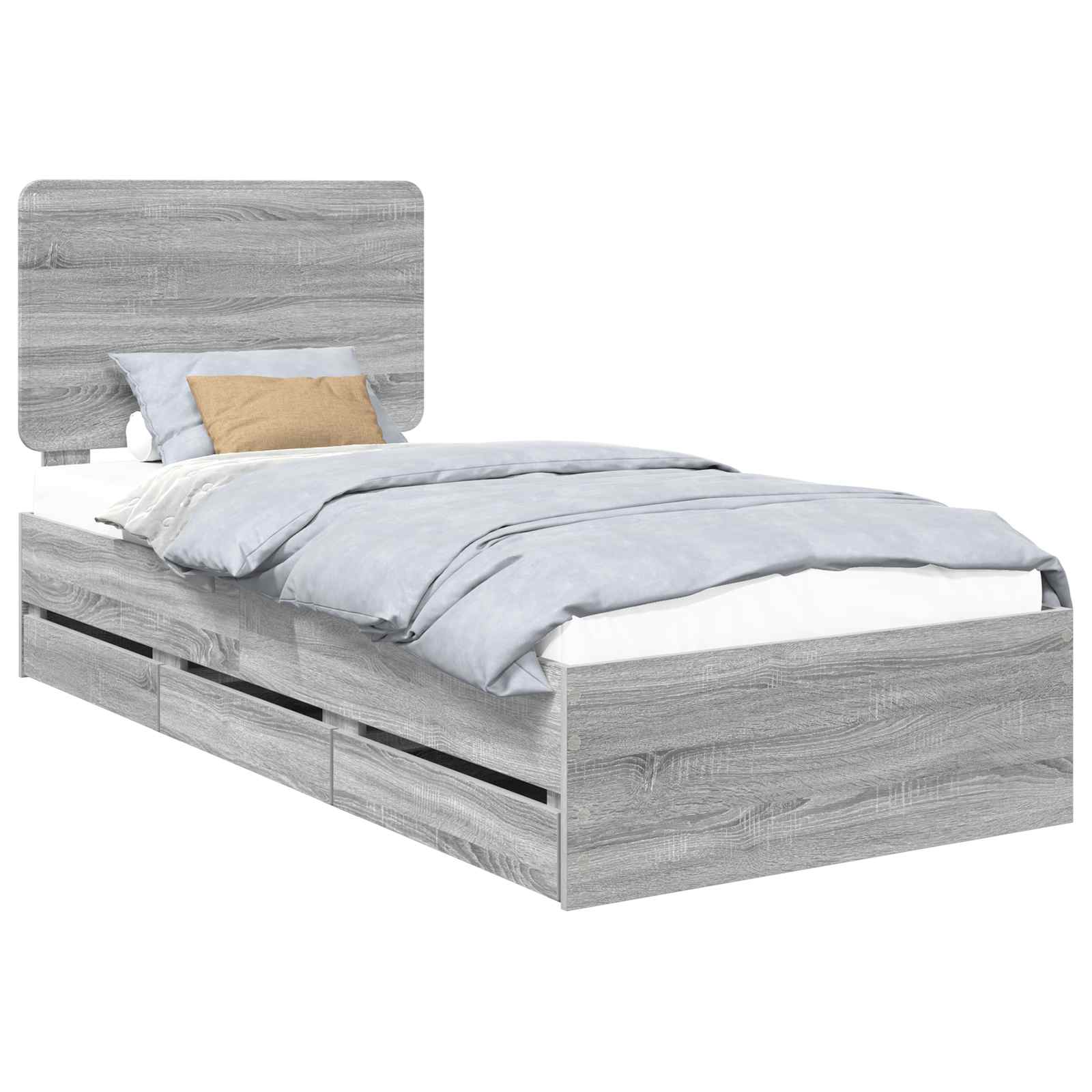 vidaXL Ramka łóżka Szary Sonoma 100 x 200 cm Drewno inżynieryjne