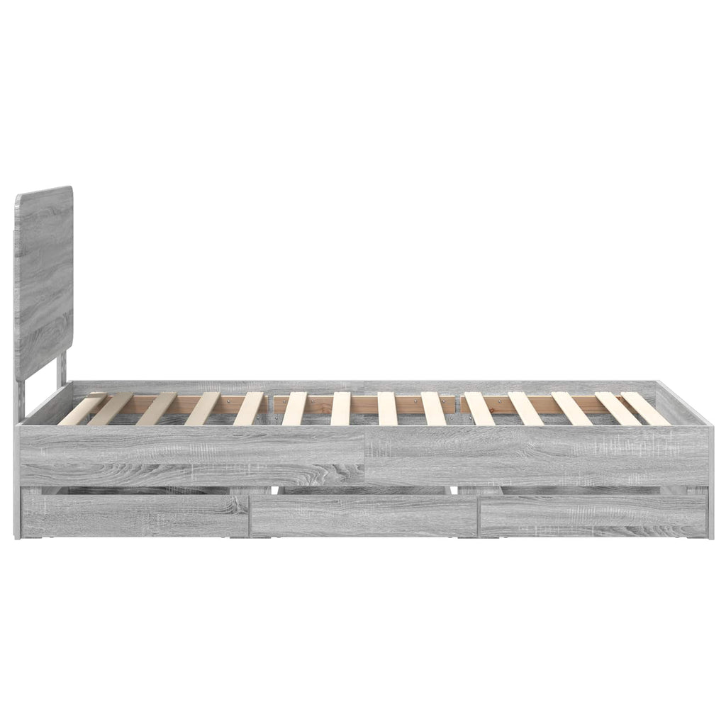 vidaXL Ramka łóżka Szary Sonoma 100 x 200 cm Drewno inżynieryjne