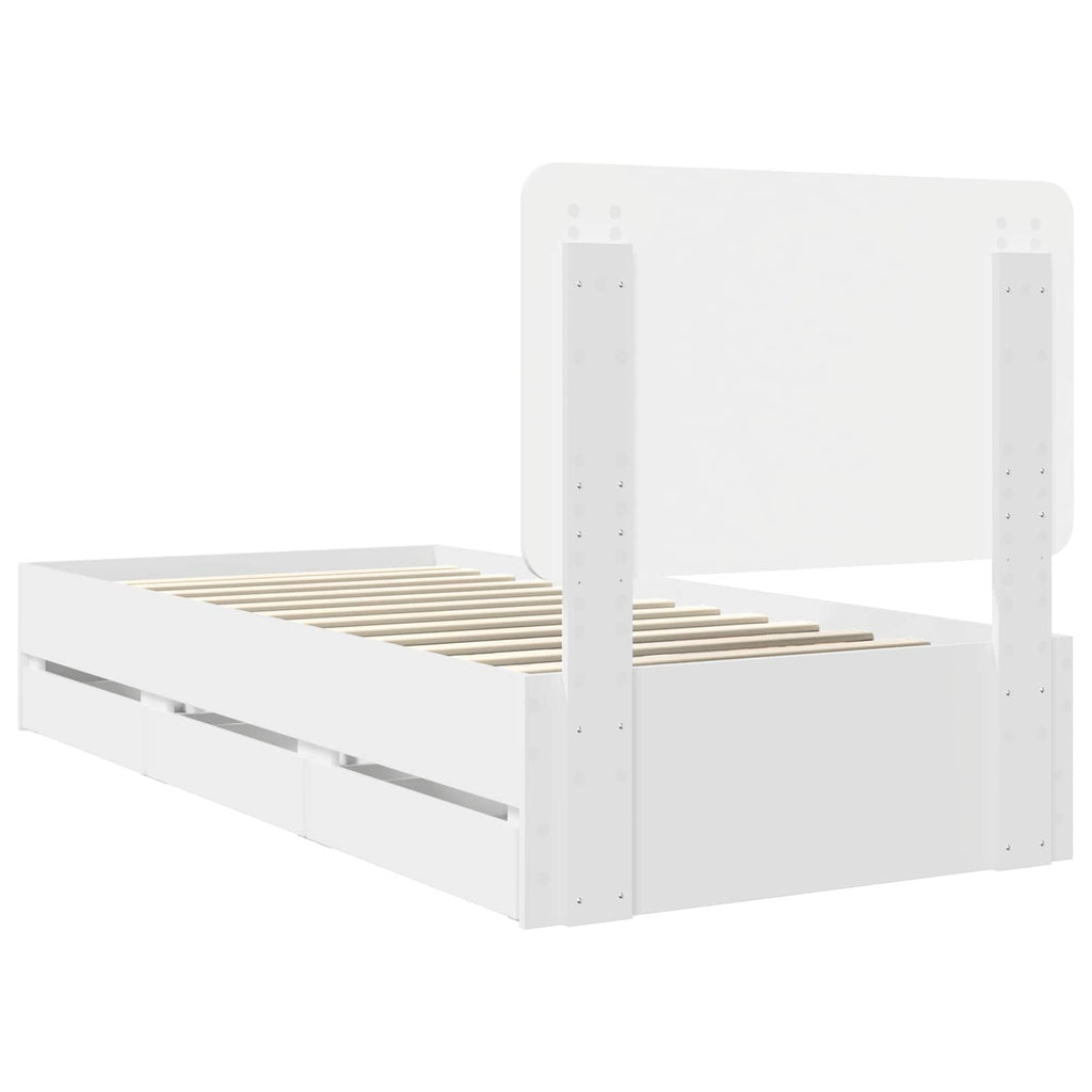vidaXL Ramka łóżka z szufladą Biały 90 x 200 cm Drewno inżynieryjne