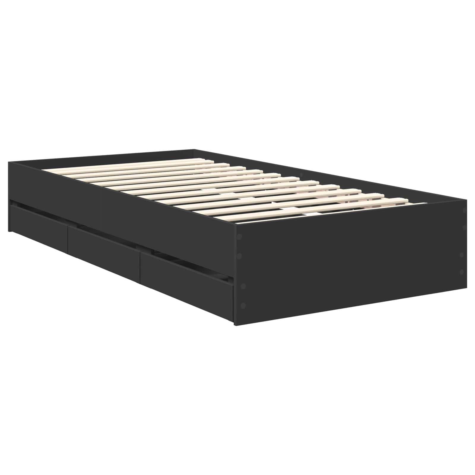 vidaXL Ramka łóżka z szufladą Czarny 90 x 200 cm Drewno inżynieryjne