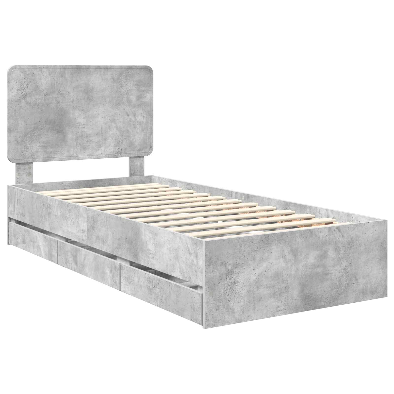 vidaXL Ramka łóżka Betonowy szary 90 x 200 cm Drewno inżynieryjne