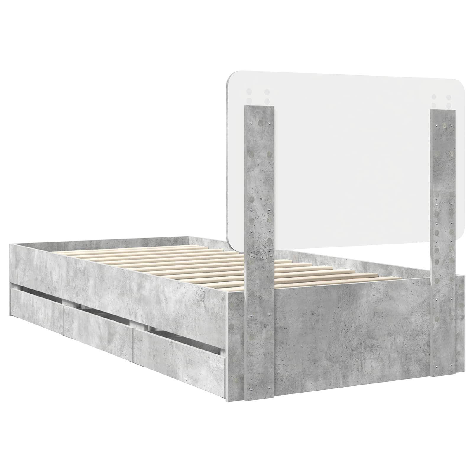 vidaXL Ramka łóżka Betonowy szary 90 x 200 cm Drewno inżynieryjne