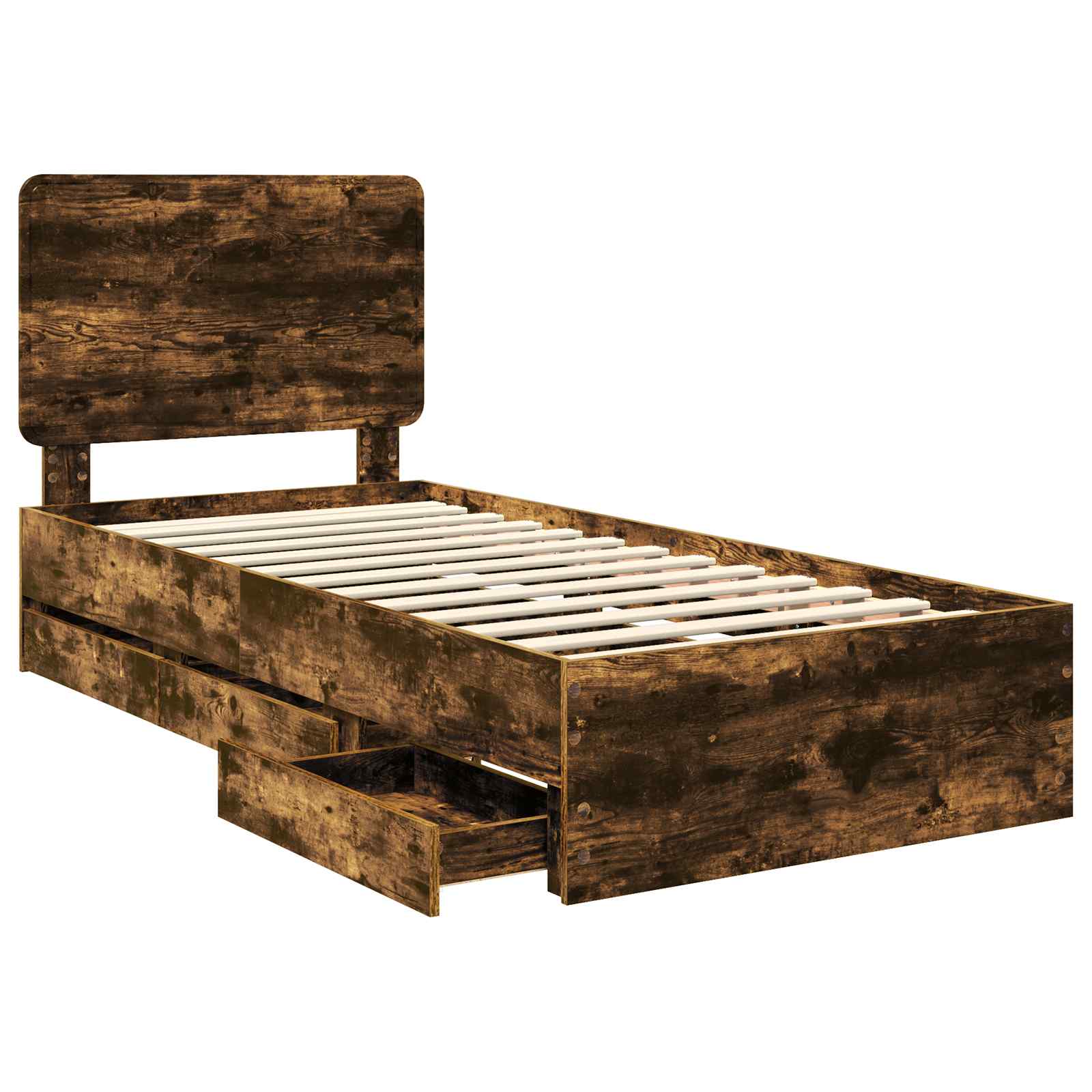vidaXL Ramka łóżka Dąb wędzony 90 x 200 cm Drewno inżynieryjne