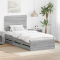 vidaXL Ramka łóżka Szary Sonoma 90 x 200 cm Drewno inżynieryjne
