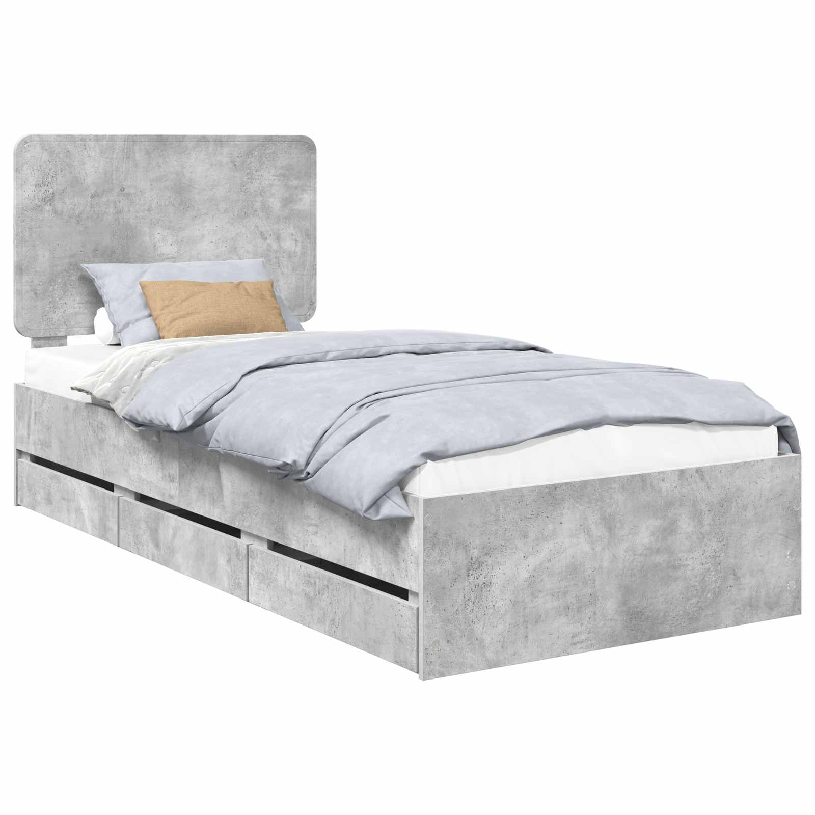 vidaXL Ramka łóżka Betonowy szary 90 x 190 cm Drewno inżynieryjne