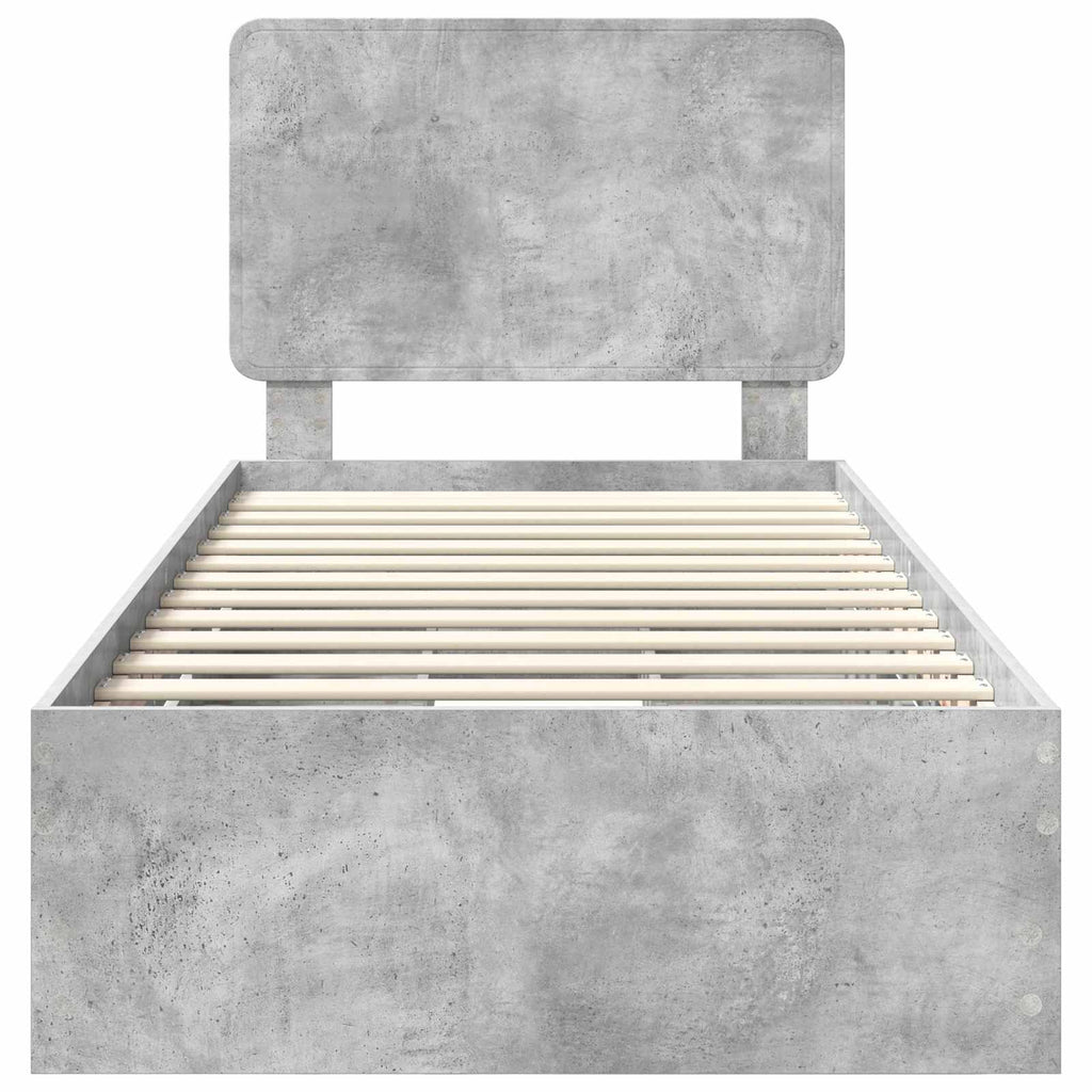 vidaXL Ramka łóżka Betonowy szary 90 x 190 cm Drewno inżynieryjne