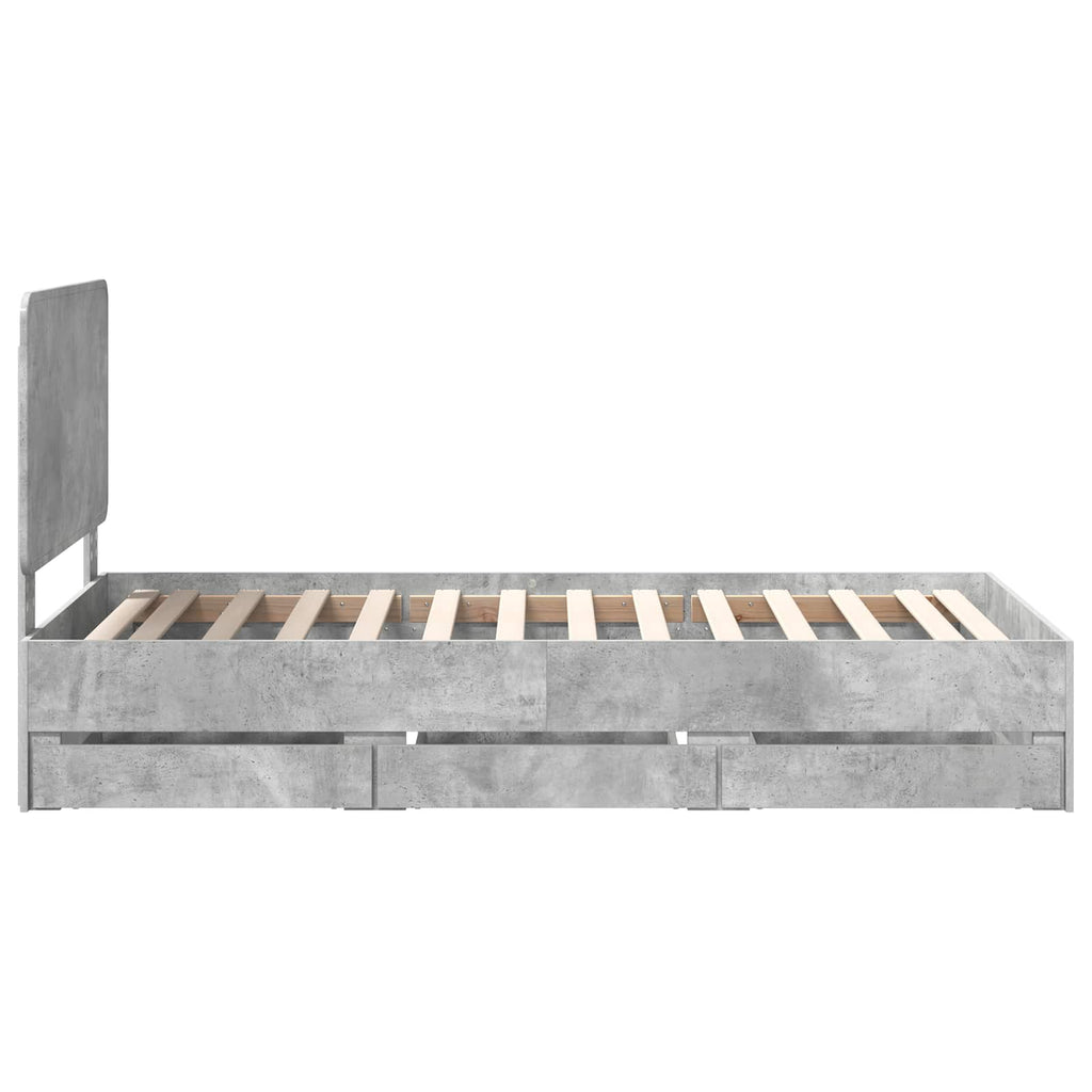 vidaXL Ramka łóżka Betonowy szary 90 x 190 cm Drewno inżynieryjne