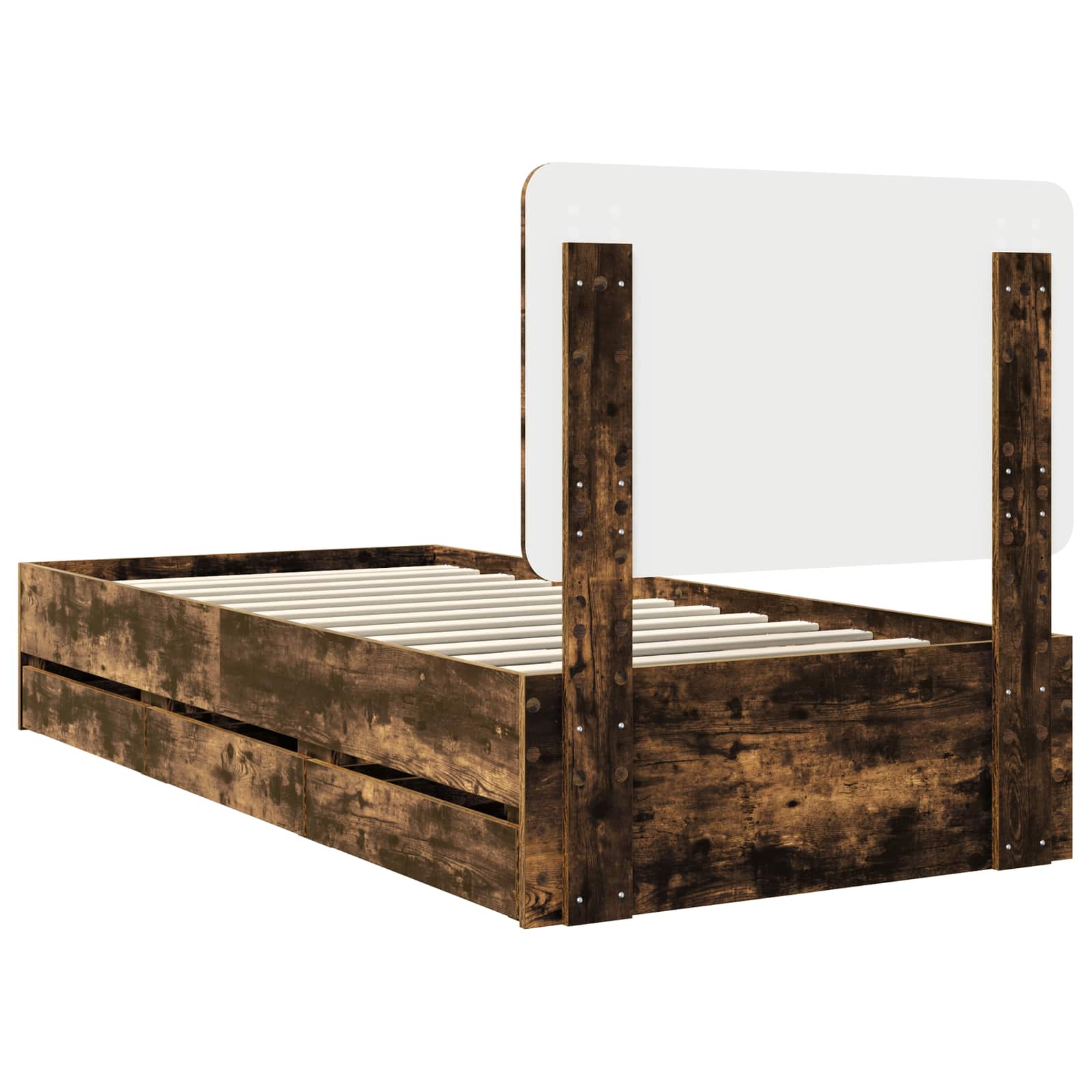 vidaXL Ramka łóżka Dąb wędzony 90 x 190 cm Drewno inżynieryjne