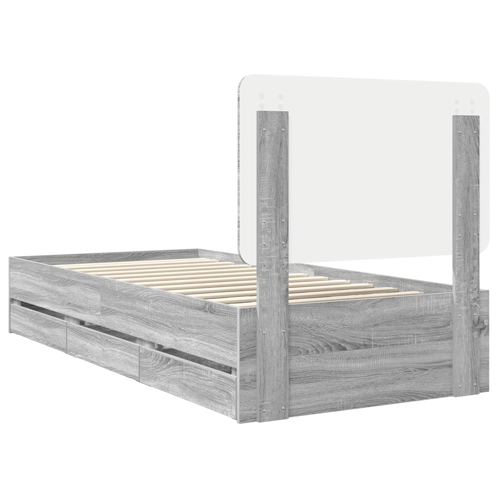 vidaXL Ramka łóżka Szary Sonoma 90 x 190 cm Drewno inżynieryjne