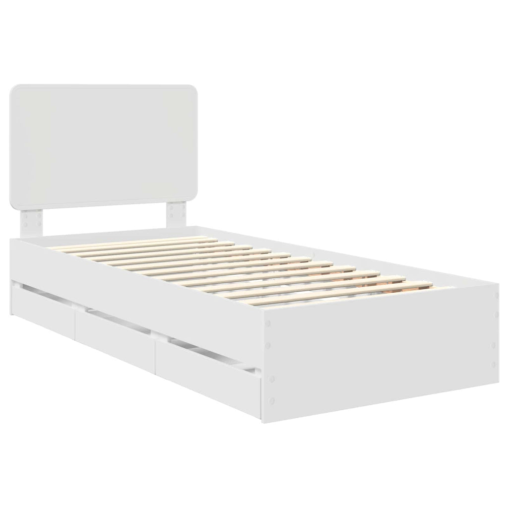 vidaXL Ramka łóżka z szufladą Biały 75 x 190 cm Drewno inżynieryjne