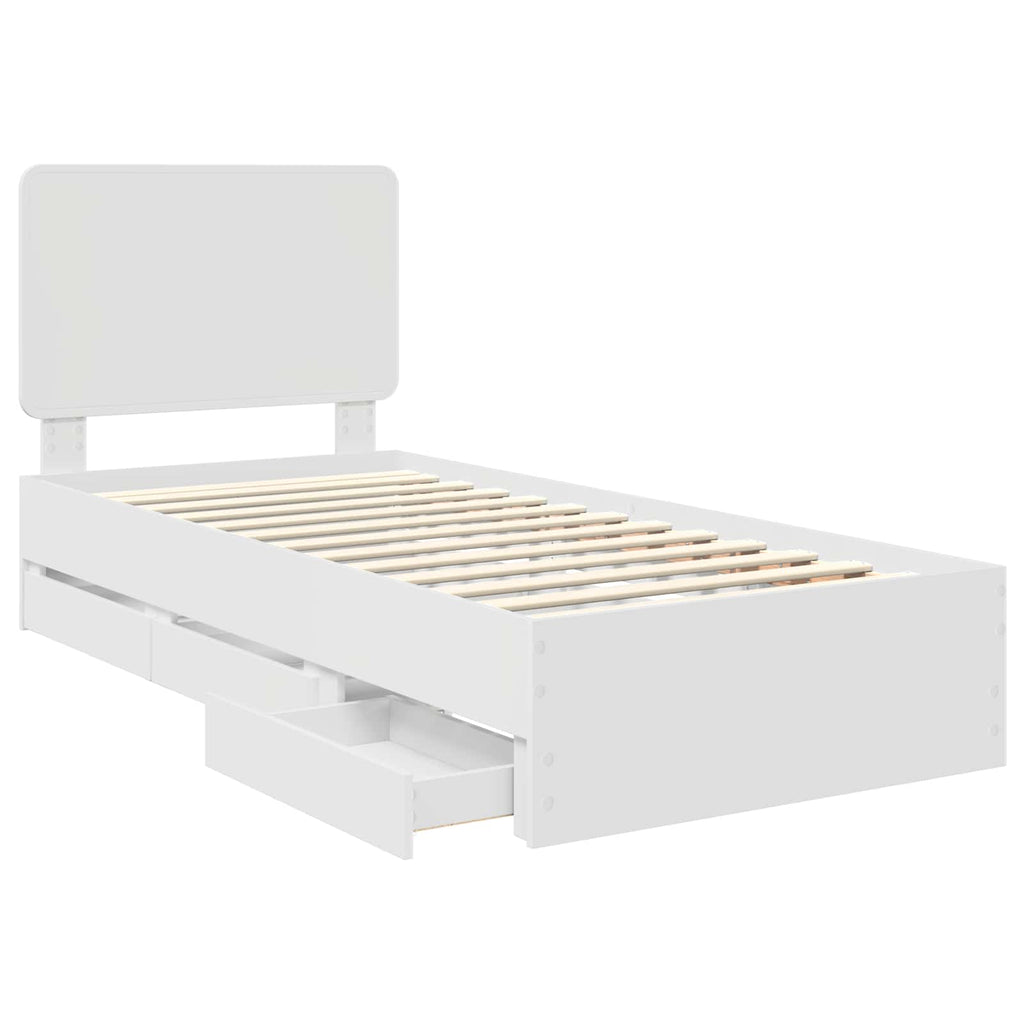vidaXL Ramka łóżka z szufladą Biały 75 x 190 cm Drewno inżynieryjne