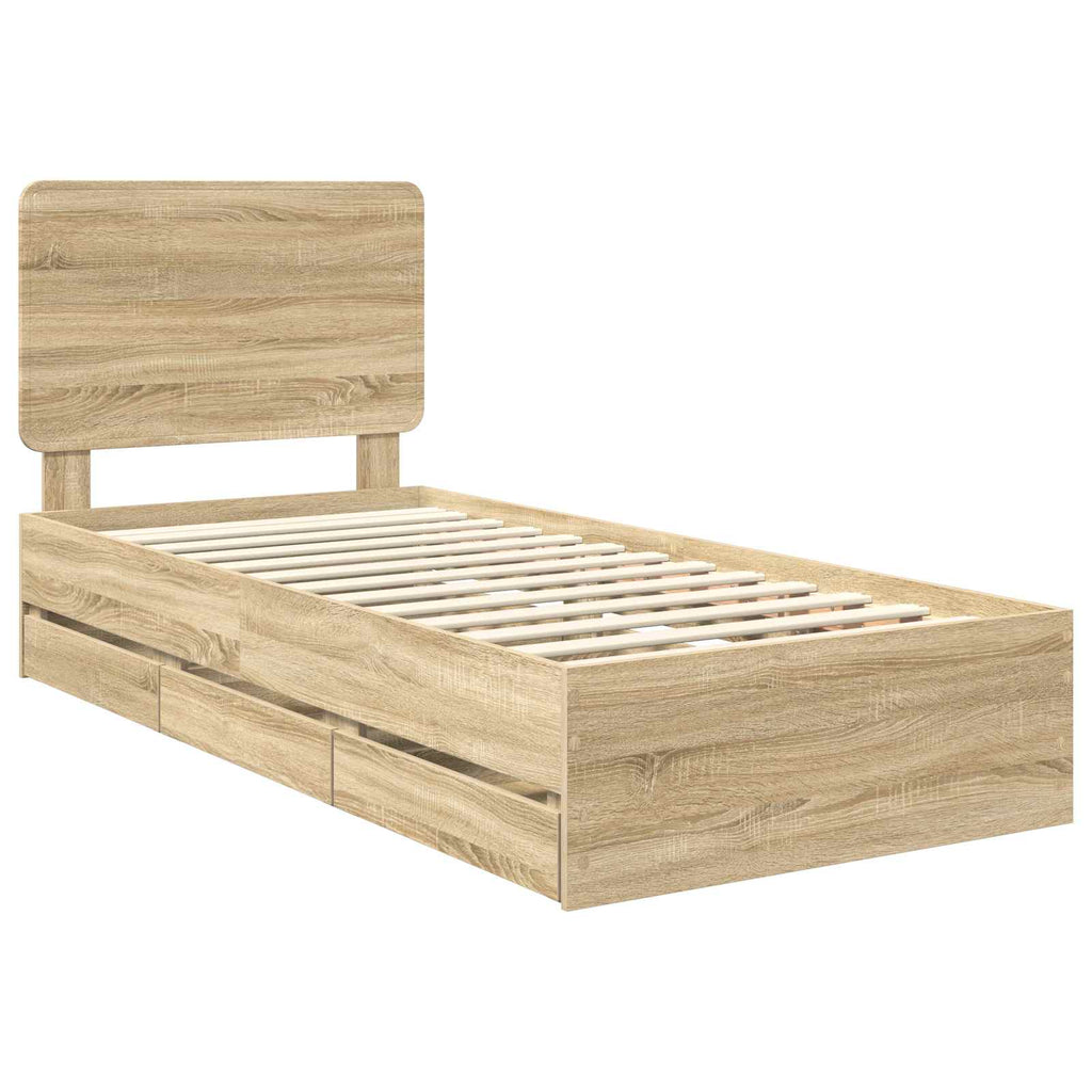vidaXL Ramka łóżka Dąb Sonoma 75 x 190 cm Drewno inżynieryjne