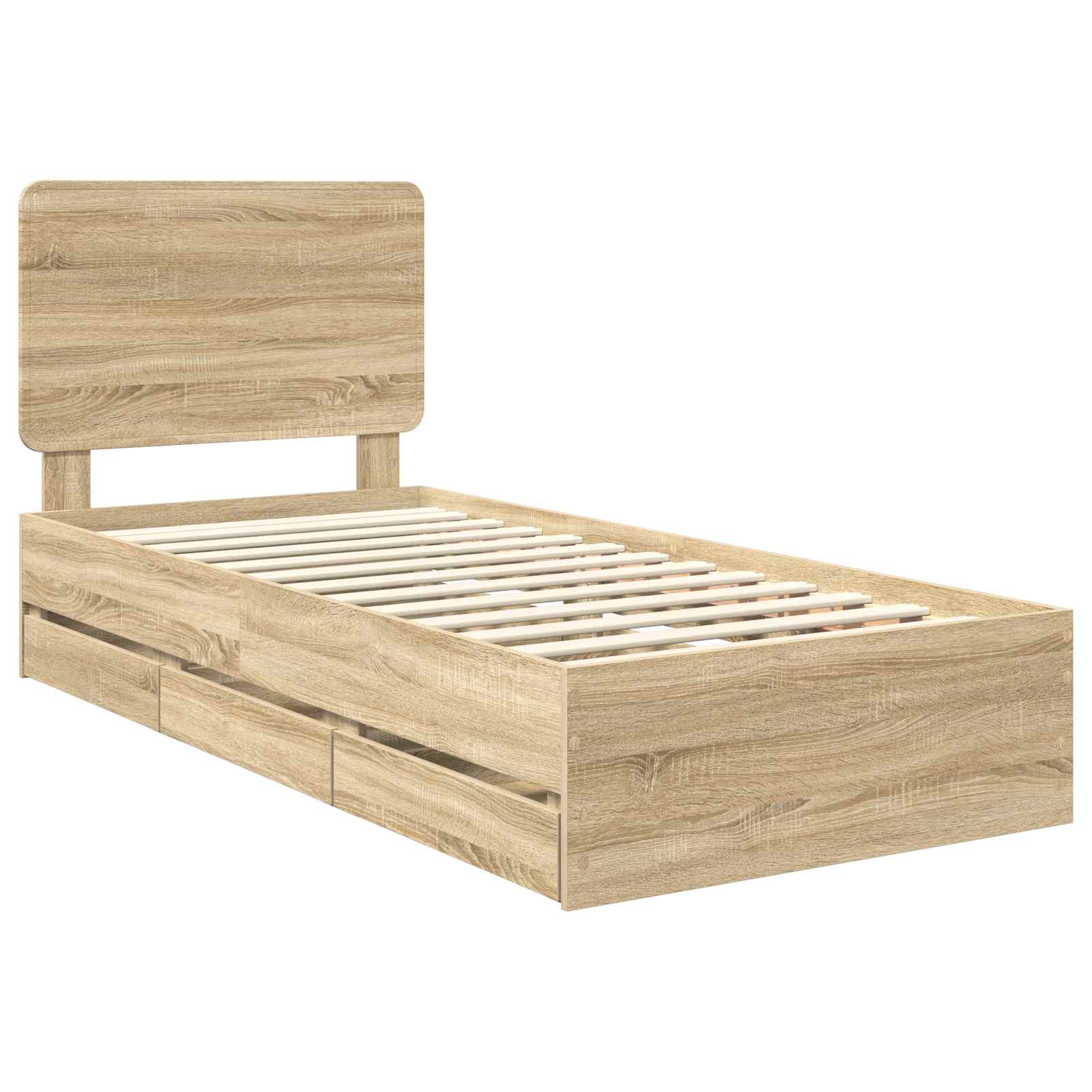 vidaXL Ramka łóżka Dąb Sonoma 75 x 190 cm Drewno inżynieryjne