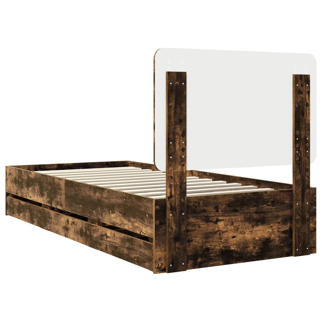 vidaXL Ramka łóżka Dąb wędzony 75 x 190 cm Drewno inżynieryjne