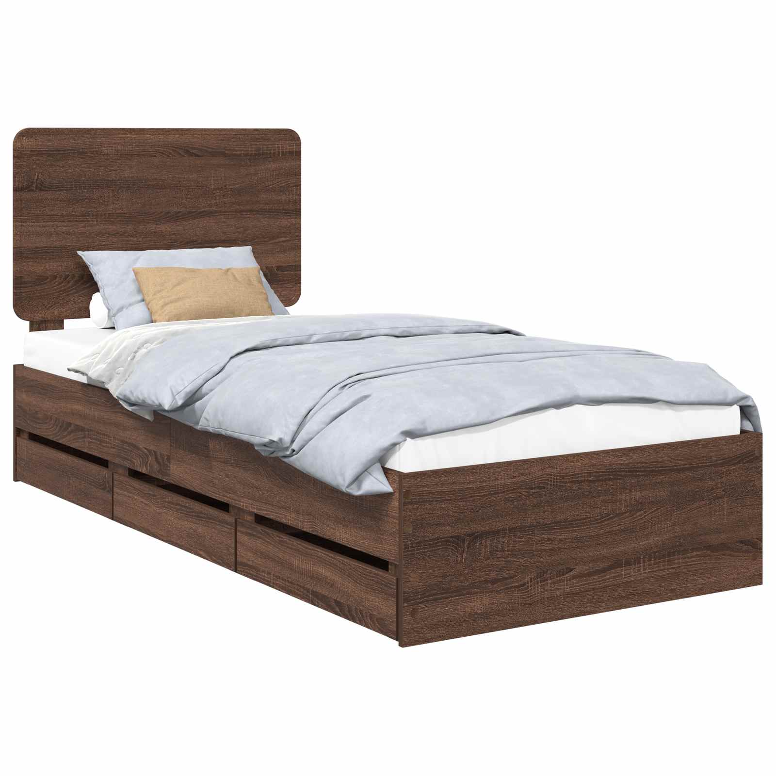 vidaXL Ramka łóżka Brązowy dąb 75 x 190 cm Drewno inżynieryjne
