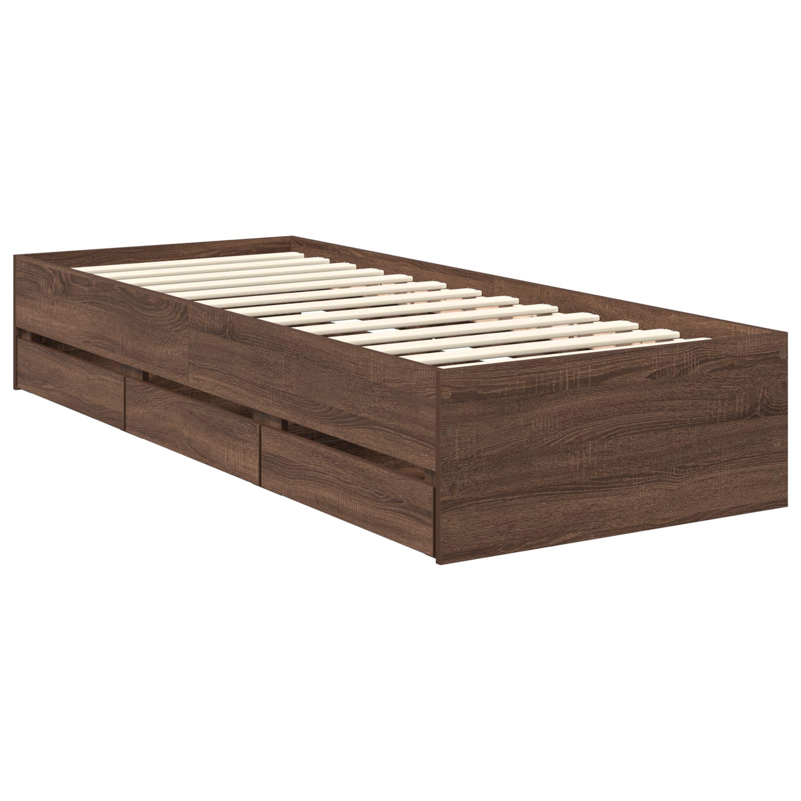 vidaXL Ramka łóżka Brązowy dąb 75 x 190 cm Drewno inżynieryjne