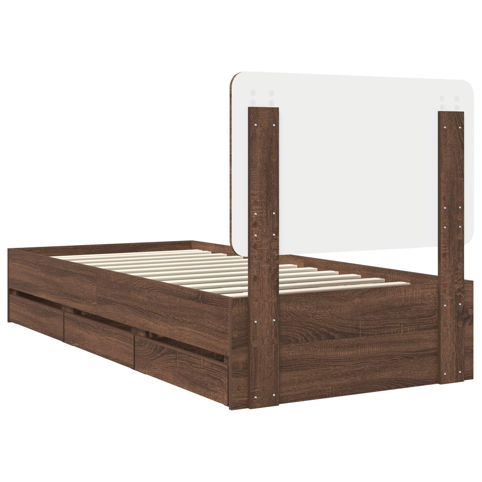 vidaXL Ramka łóżka Brązowy dąb 75 x 190 cm Drewno inżynieryjne