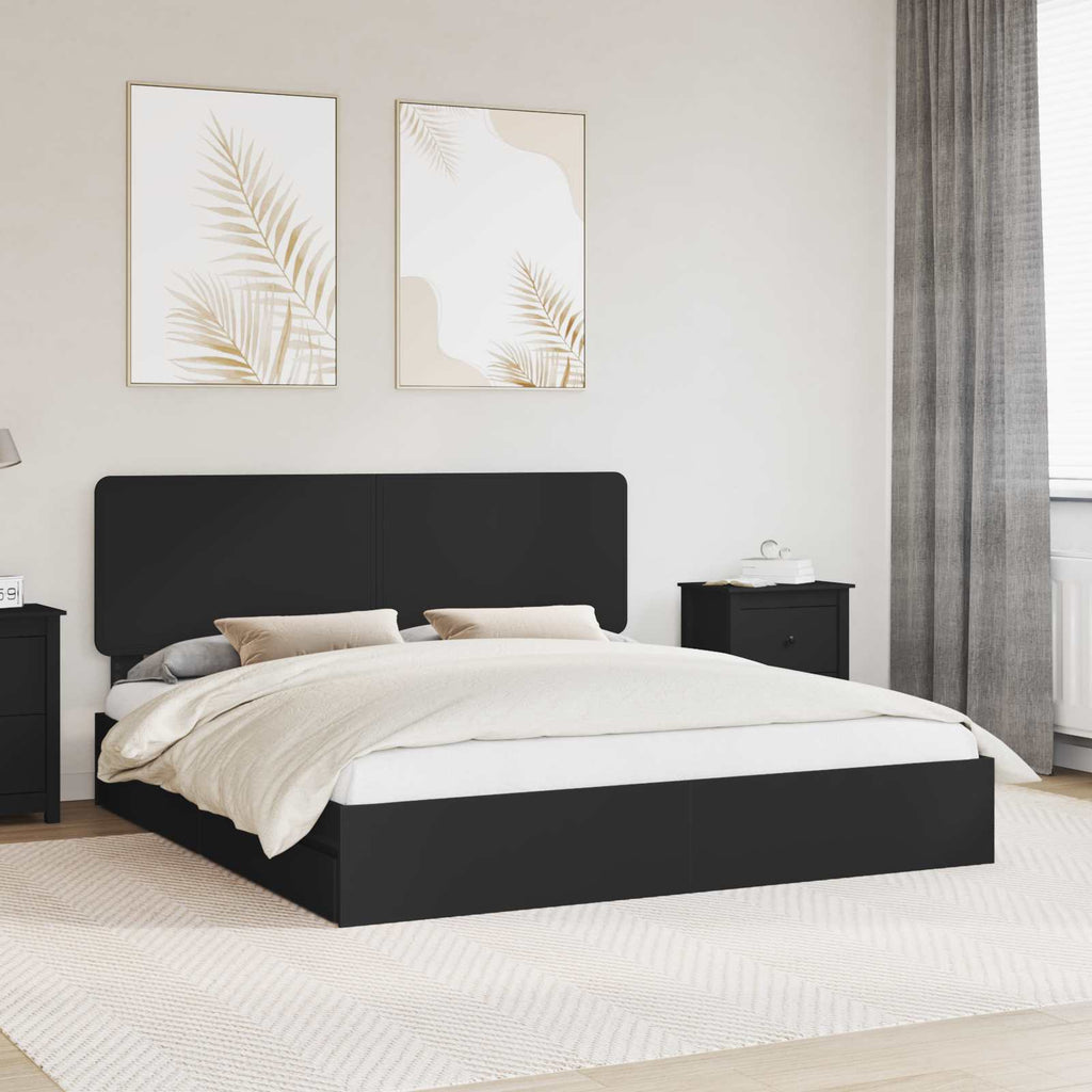 vidaXL Łóżko z miejscem do przechowywania Czarny 200 x 200 cm