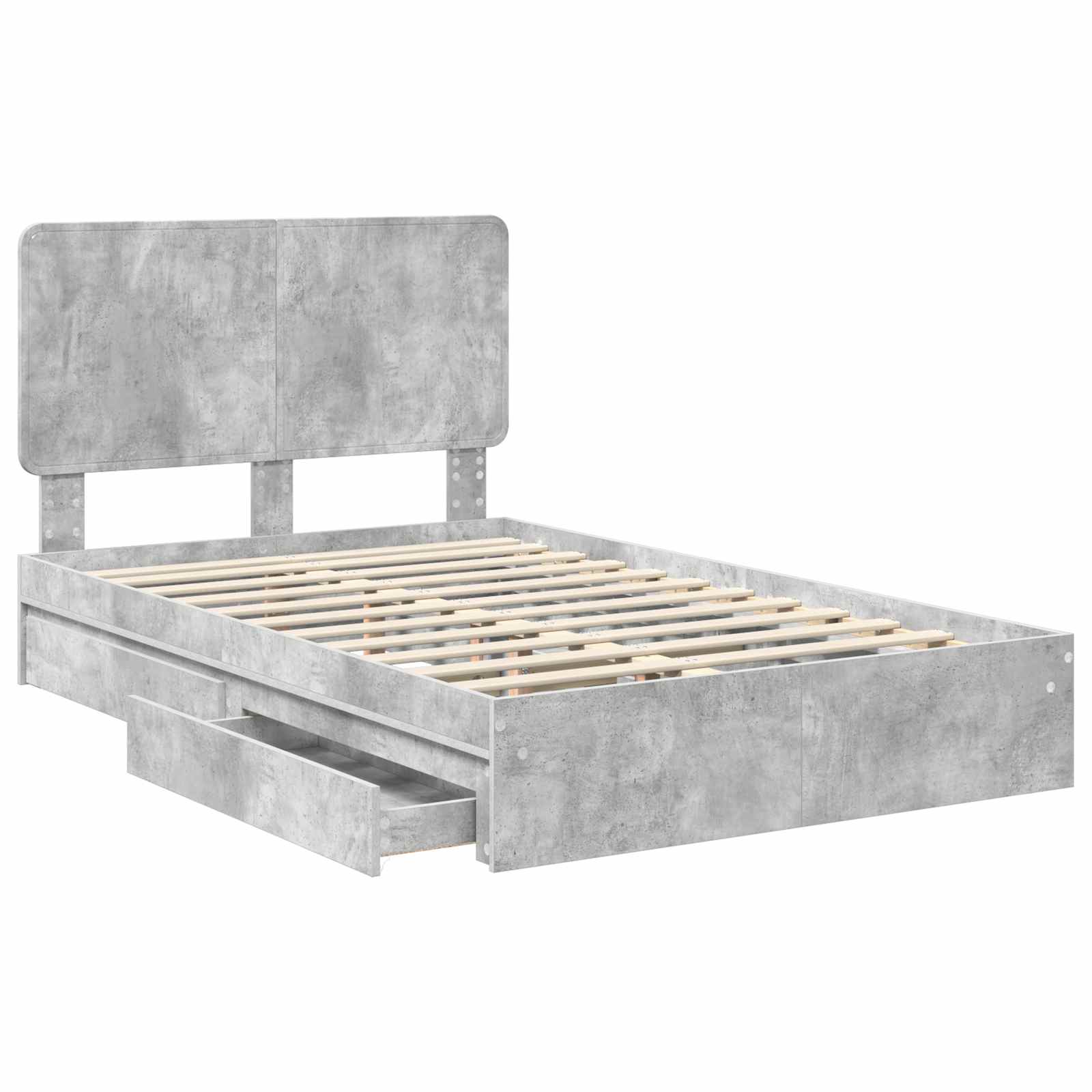 vidaXL Łóżko z miejscem do przechowywania Betonowy szary 135 x 190 cm