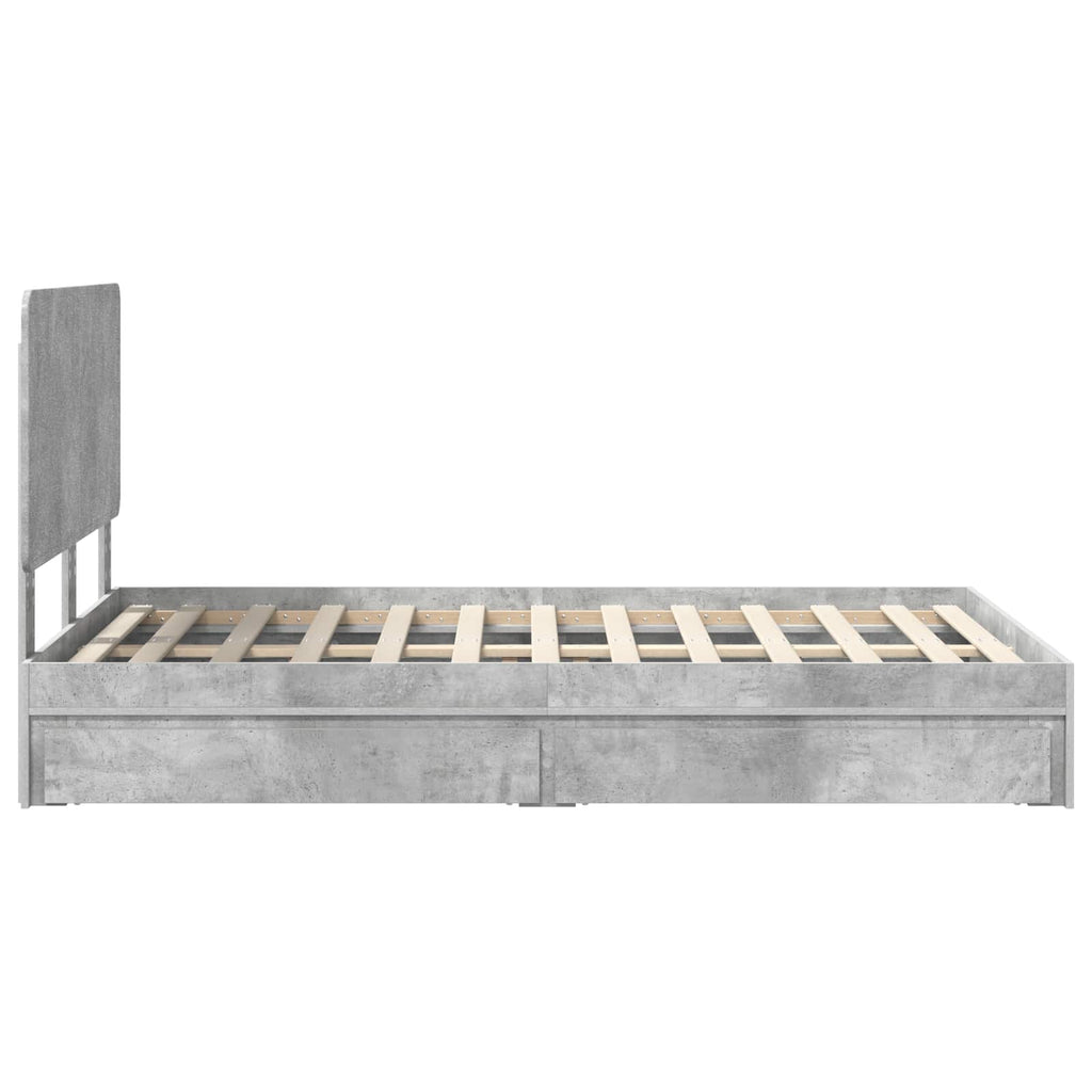 vidaXL Łóżko z miejscem do przechowywania Betonowy szary 135 x 190 cm