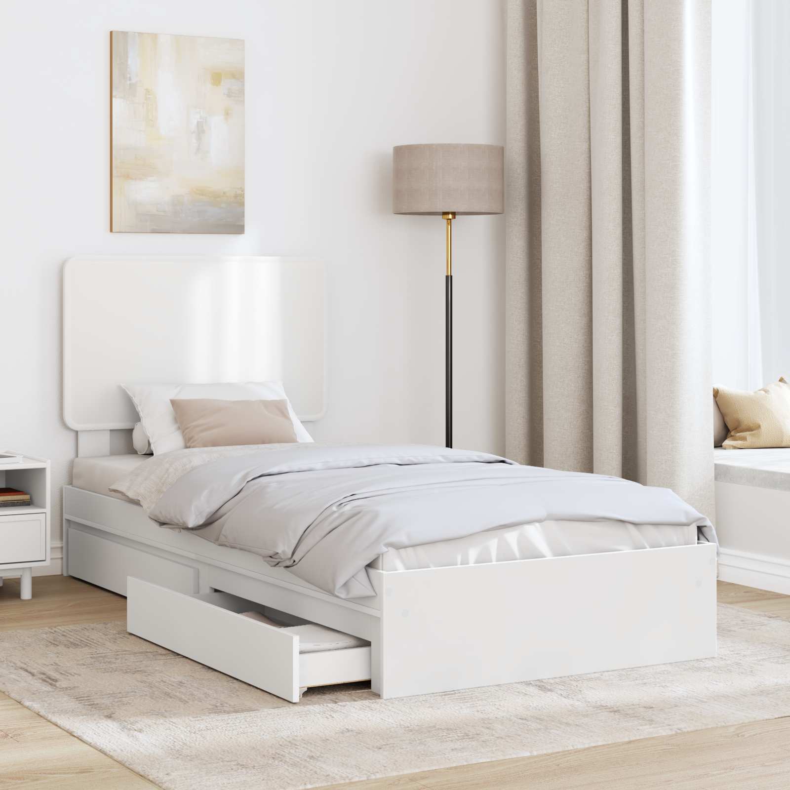 vidaXL Łóżko z miejscem do przechowywania z szufladą Biały 90 x 200 cm