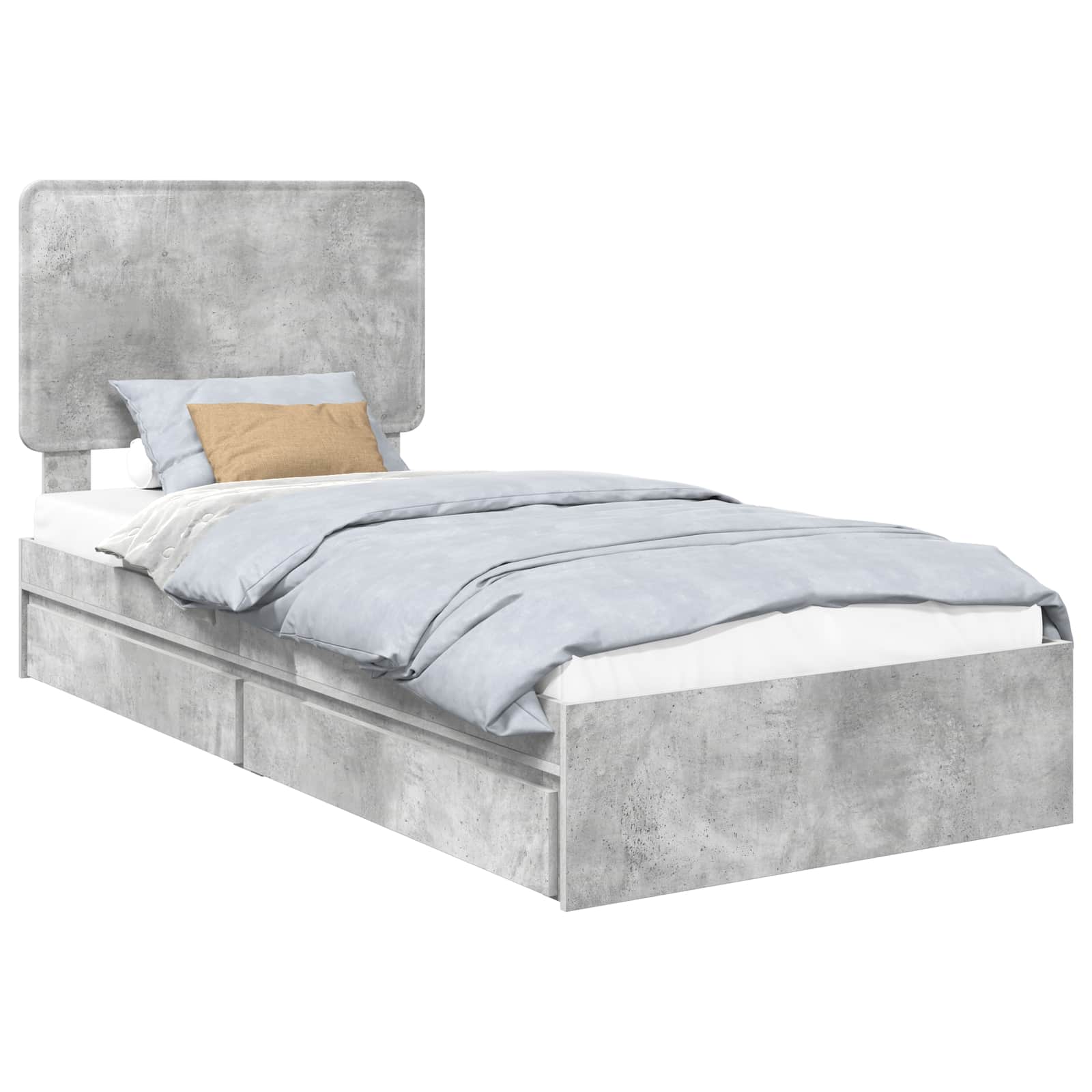 vidaXL Łóżko z miejscem do przechowywania Betonowy szary 75 x 190 cm