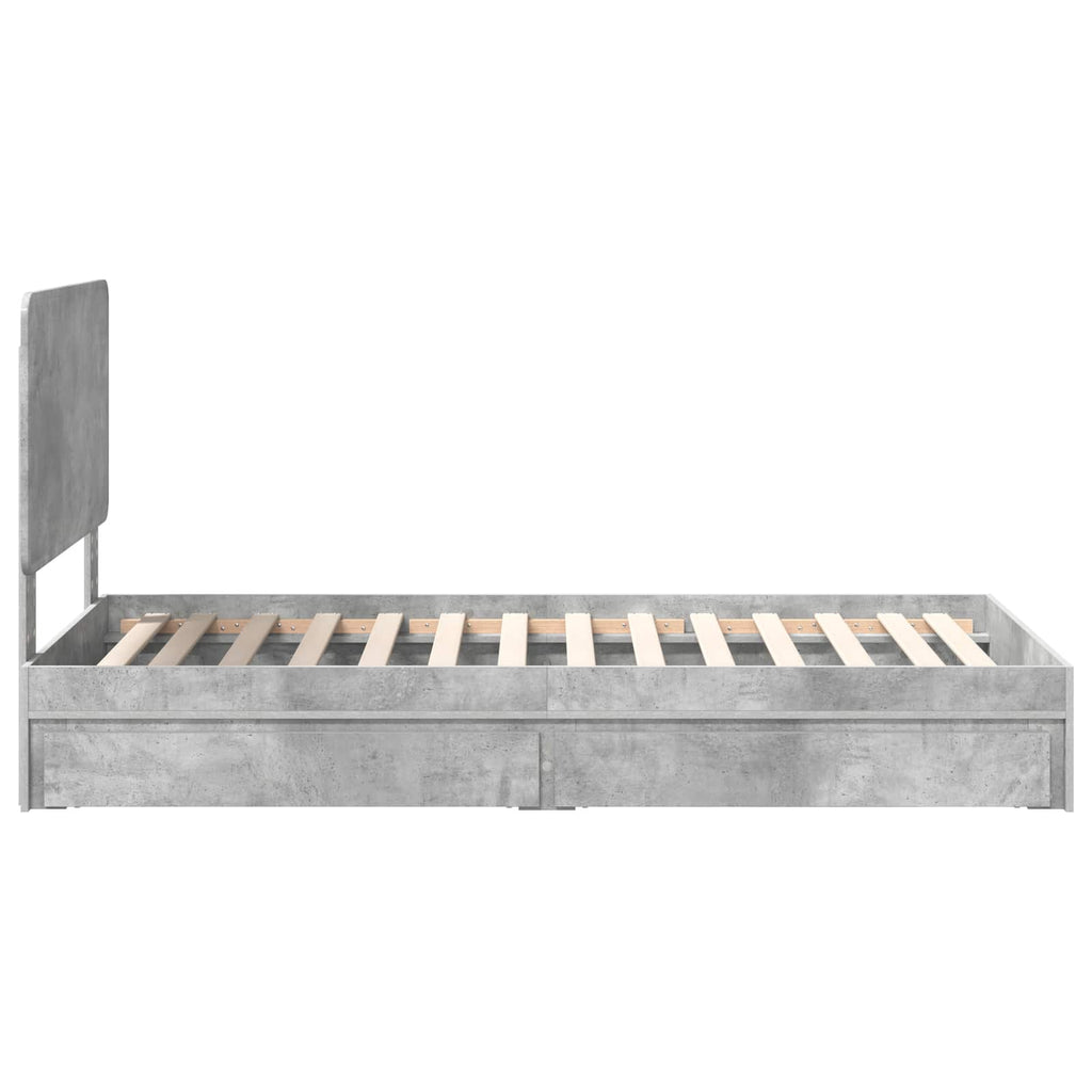vidaXL Łóżko z miejscem do przechowywania Betonowy szary 75 x 190 cm