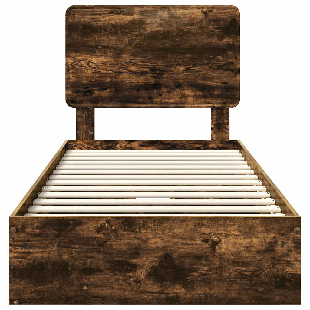 vidaXL Łóżko z miejscem do przechowywania Dąb wędzony 75 x 190 cm