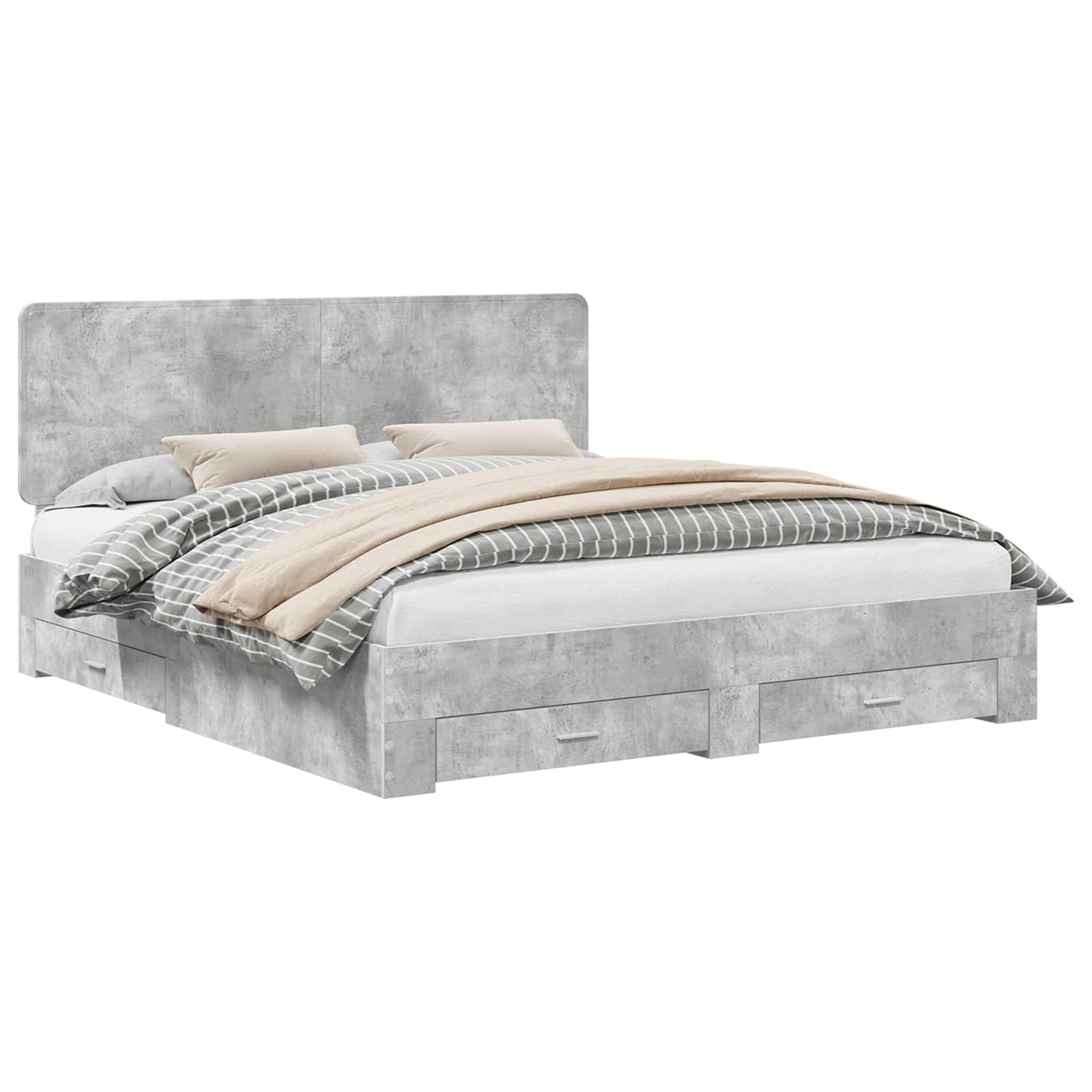 vidaXL Ramka łóżka Betonowy szary 200 x 200 cm Materiał drewnopochodny