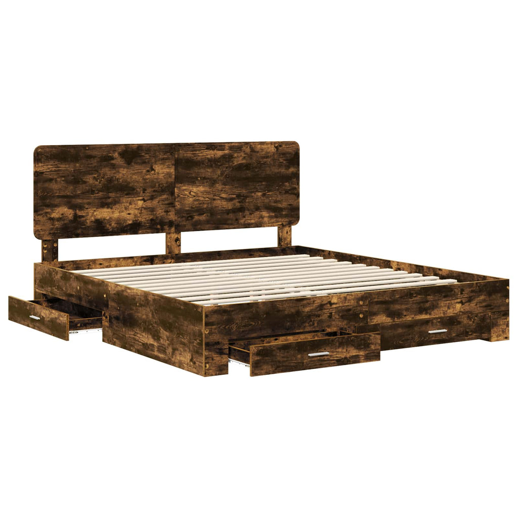 vidaXL Ramka łóżka Dąb wędzony 200 x 200 cm Materiał drewnopochodny