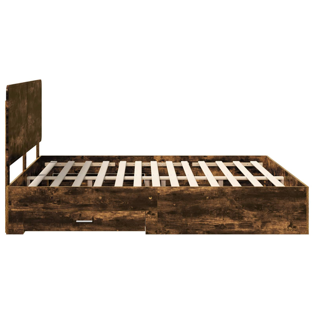 vidaXL Ramka łóżka Dąb wędzony 200 x 200 cm Materiał drewnopochodny