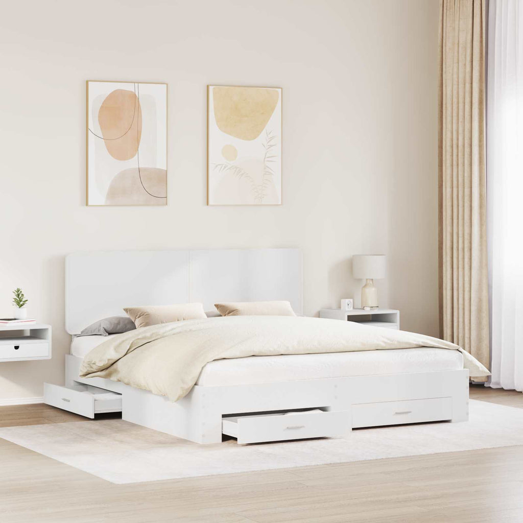 vidaXL Ramka łóżka Biały 180 x 200 cm Materiał drewnopochodny