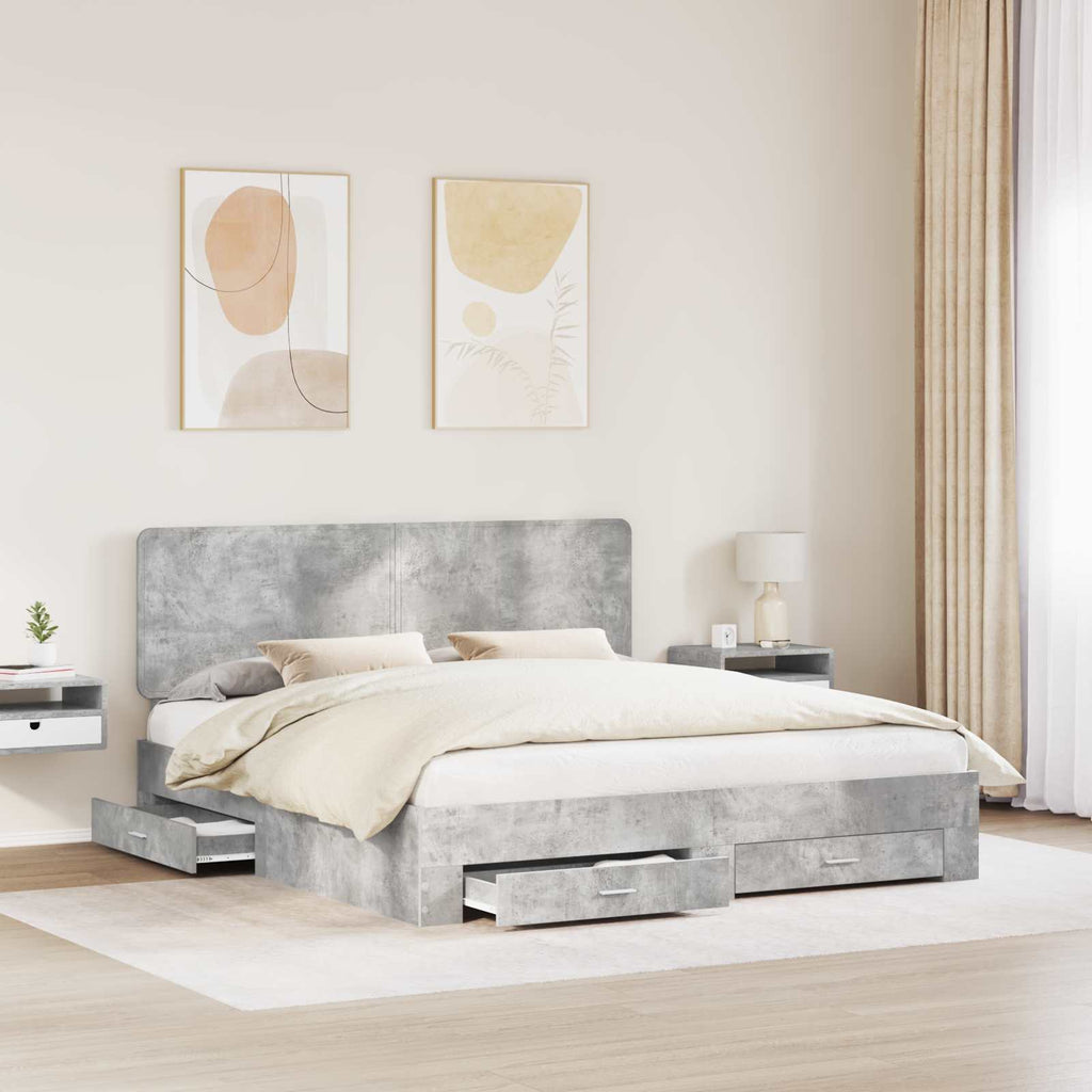 vidaXL Ramka łóżka Betonowy szary 180 x 200 cm Materiał drewnopochodny