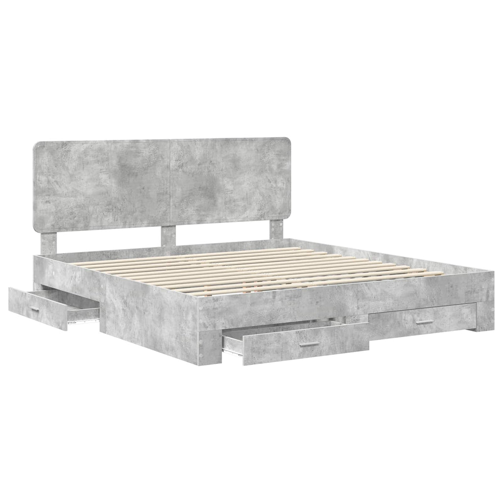 vidaXL Ramka łóżka Betonowy szary 180 x 200 cm Materiał drewnopochodny