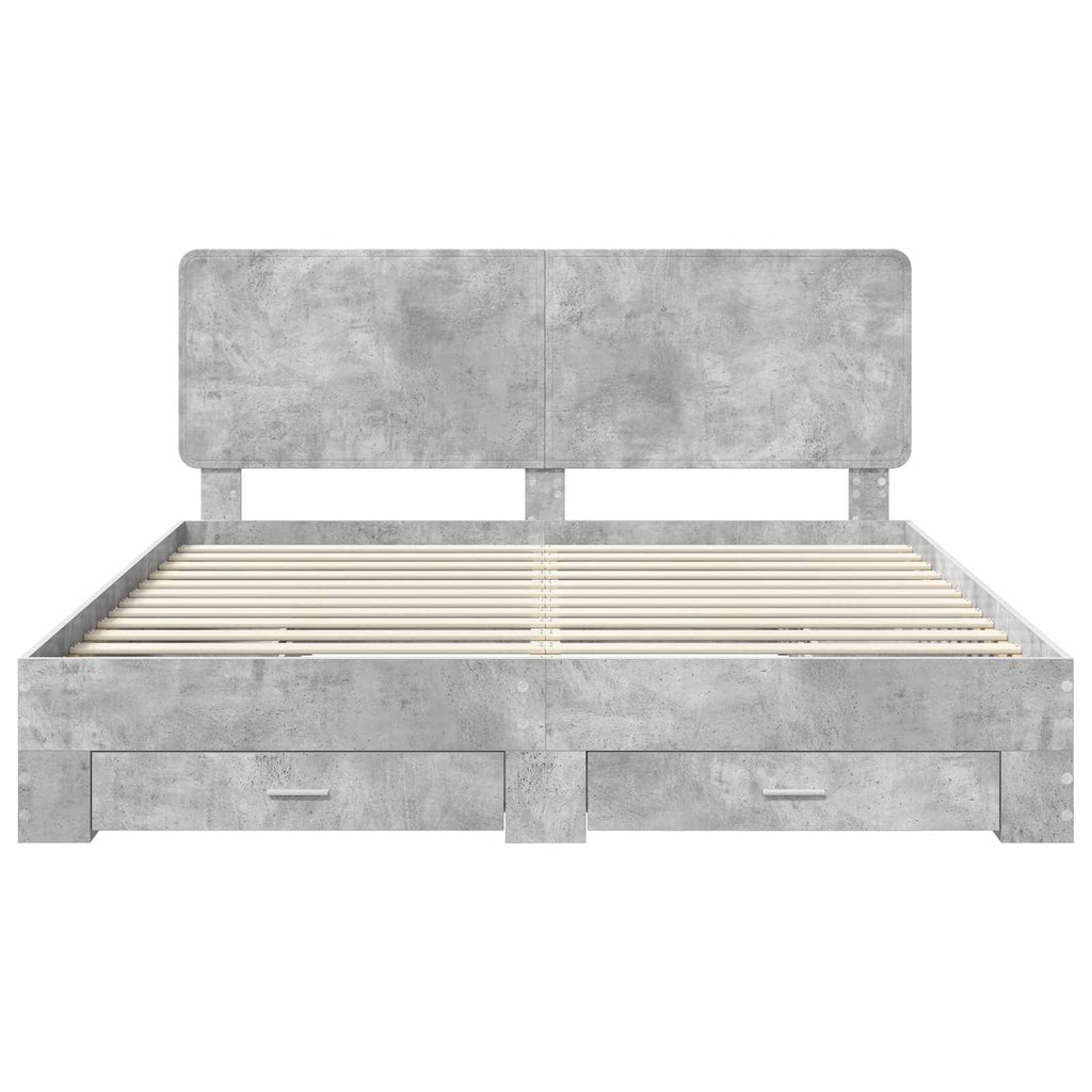 vidaXL Ramka łóżka Betonowy szary 180 x 200 cm Materiał drewnopochodny