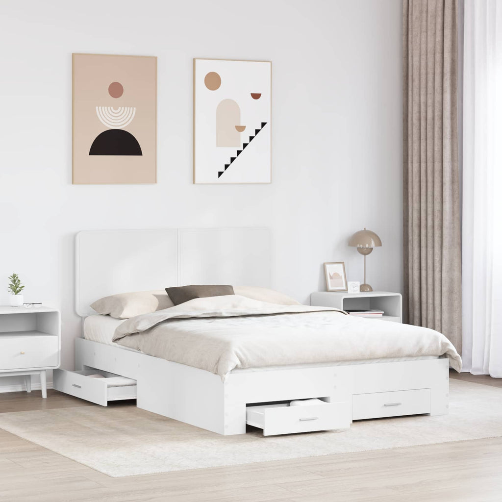 vidaXL Ramka łóżka Biały 160 x 200 cm Materiał drewnopochodny