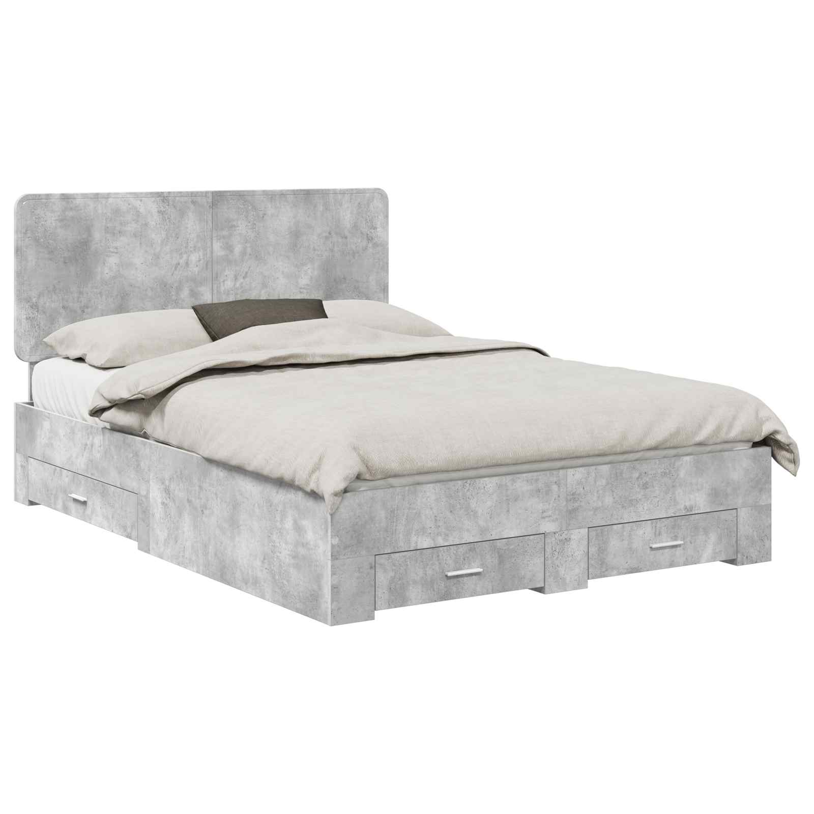 vidaXL Ramka łóżka Betonowy szary 160 x 200 cm Materiał drewnopochodny