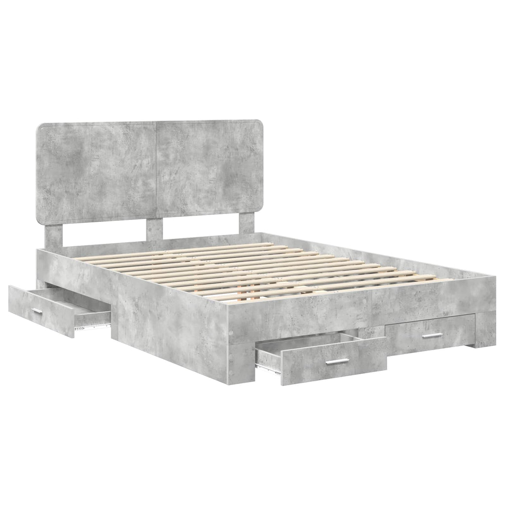 vidaXL Ramka łóżka Betonowy szary 160 x 200 cm Materiał drewnopochodny