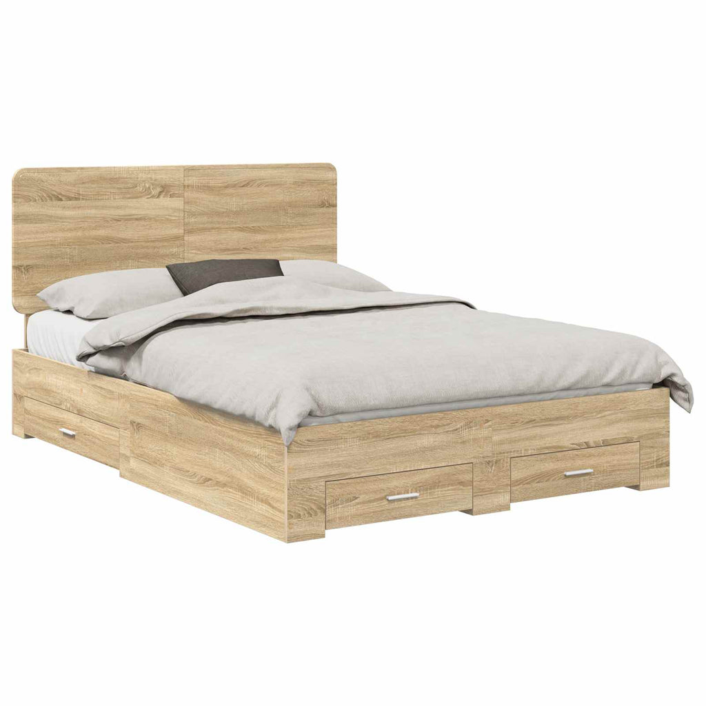 vidaXL Ramka łóżka Dąb Sonoma 150 x 200 cm Materiał drewnopochodny