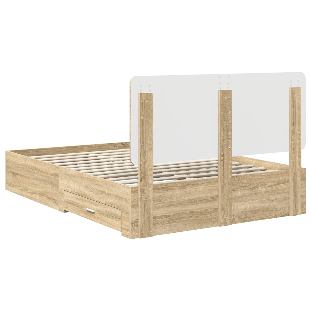 vidaXL Ramka łóżka Dąb Sonoma 150 x 200 cm Materiał drewnopochodny