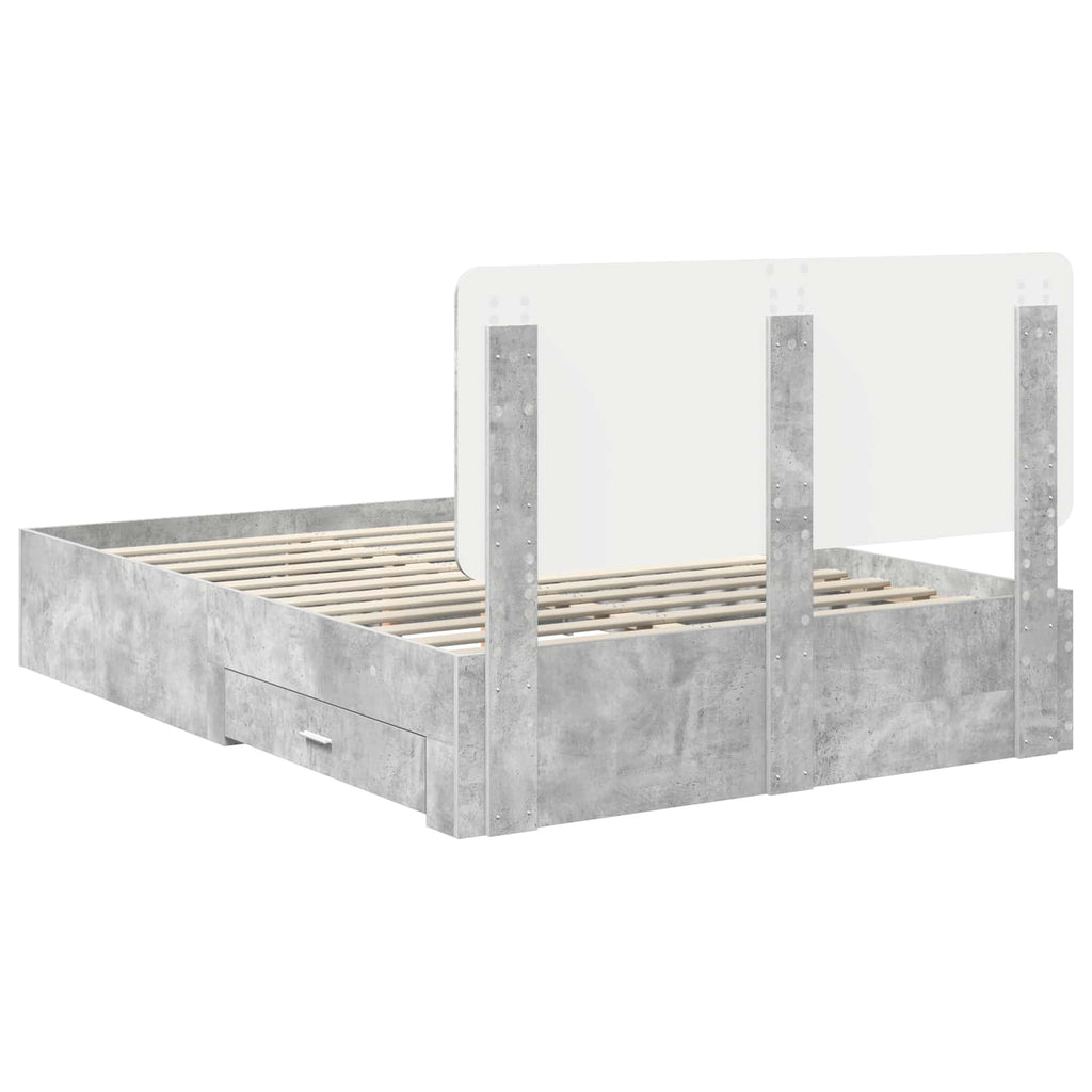 vidaXL Ramka łóżka Betonowy szary 150 x 200 cm Materiał drewnopochodny