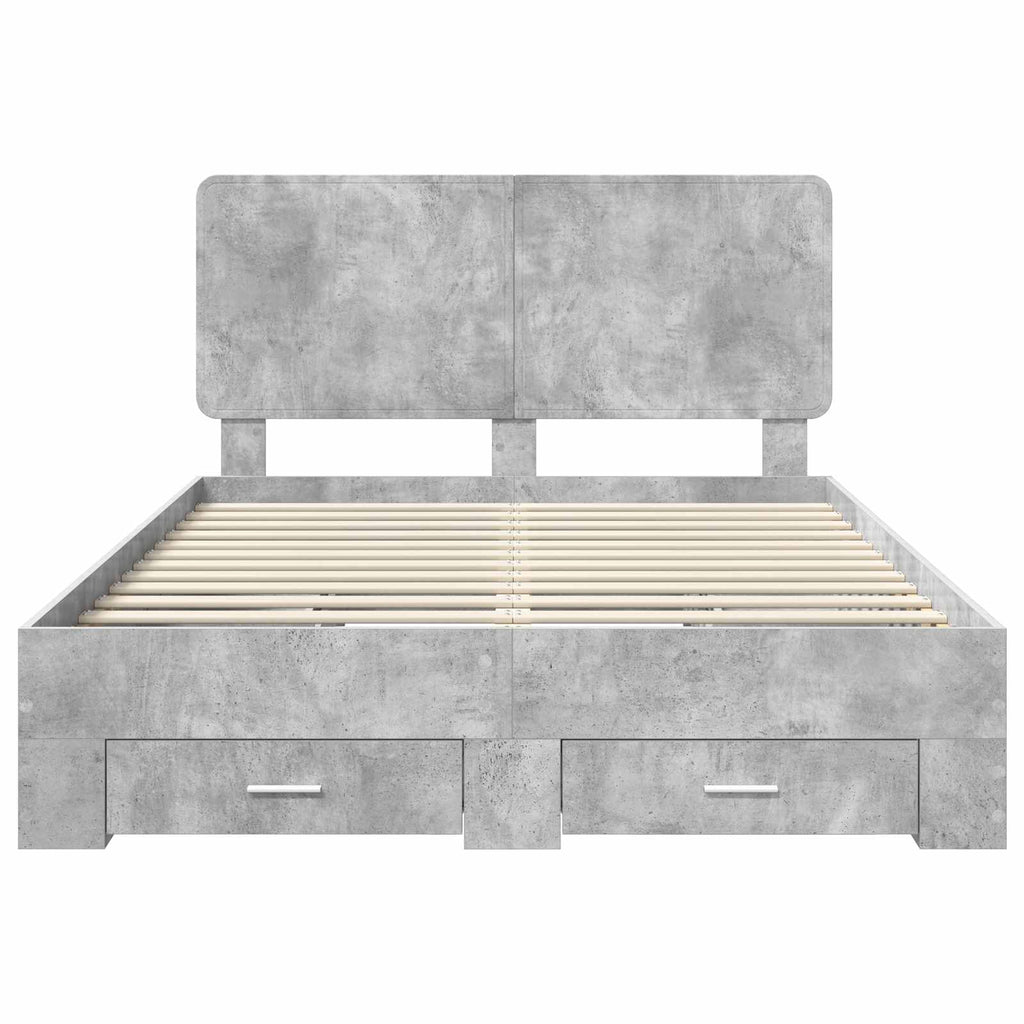 vidaXL Ramka łóżka Betonowy szary 150 x 200 cm Materiał drewnopochodny