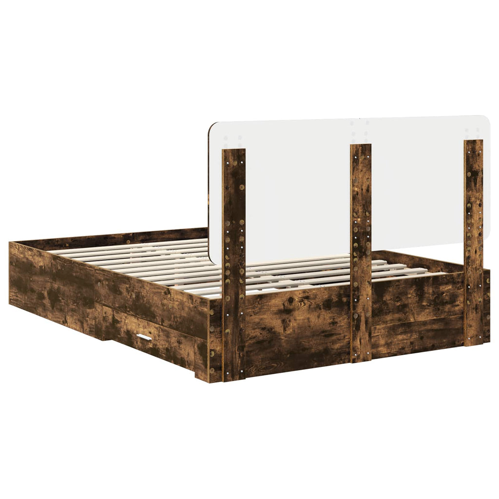 vidaXL Ramka łóżka Dąb wędzony 150 x 200 cm Materiał drewnopochodny