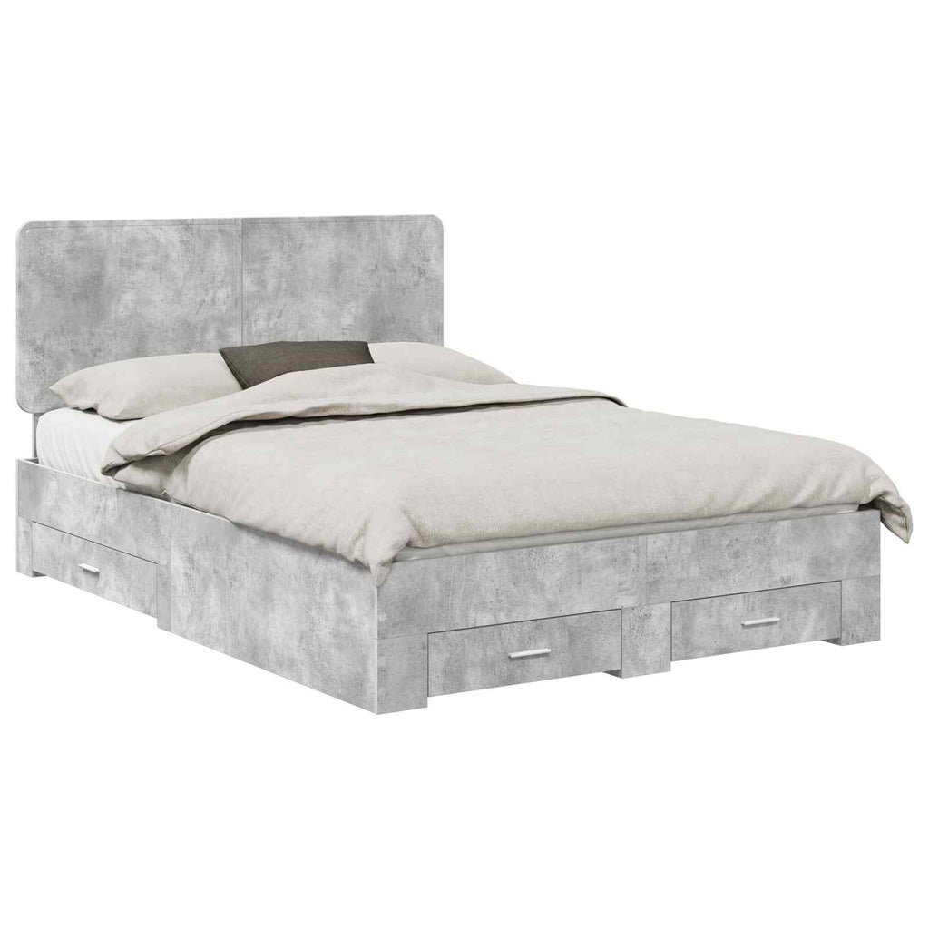 vidaXL Ramka łóżka Betonowy szary 140 x 200 cm Materiał drewnopochodny