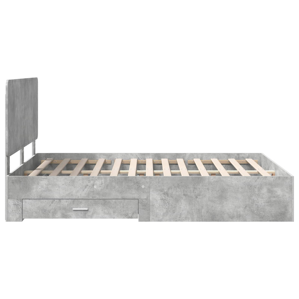 vidaXL Ramka łóżka Betonowy szary 140 x 200 cm Materiał drewnopochodny