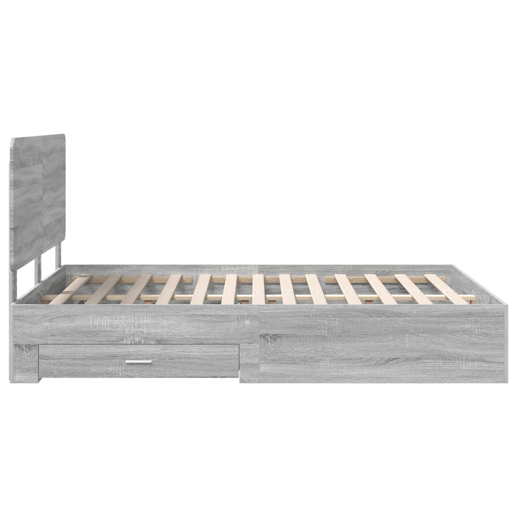 vidaXL Ramka łóżka Szary Sonoma 140 x 200 cm Materiał drewnopochodny