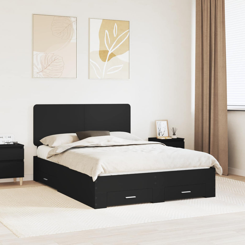 vidaXL Ramka łóżka Czarny 140 x 190 cm Materiał drewnopochodny