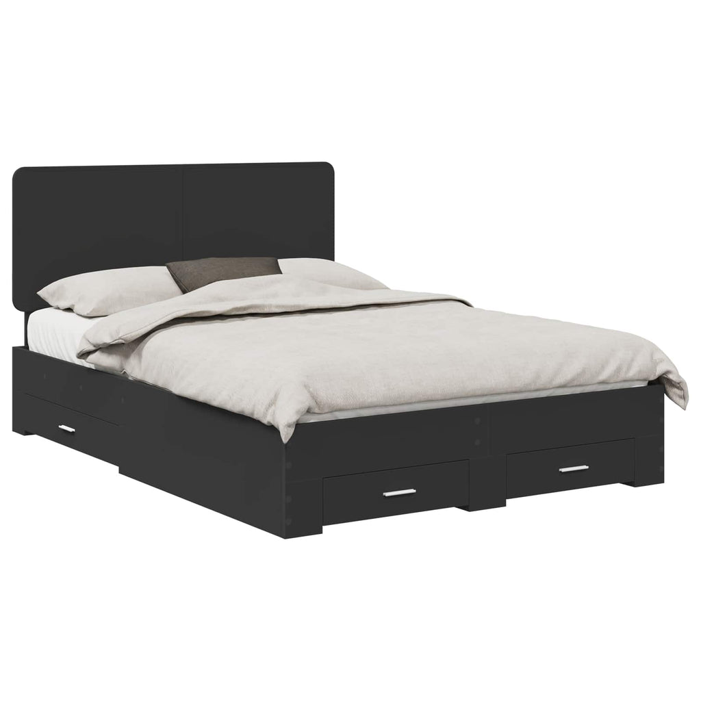 vidaXL Ramka łóżka Czarny 140 x 190 cm Materiał drewnopochodny